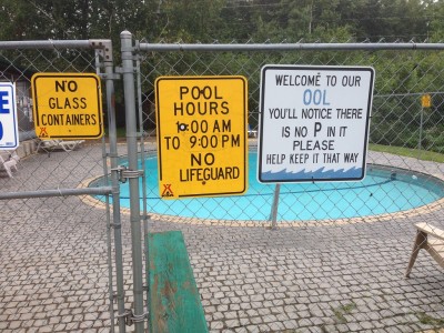 funny sign for a pool!